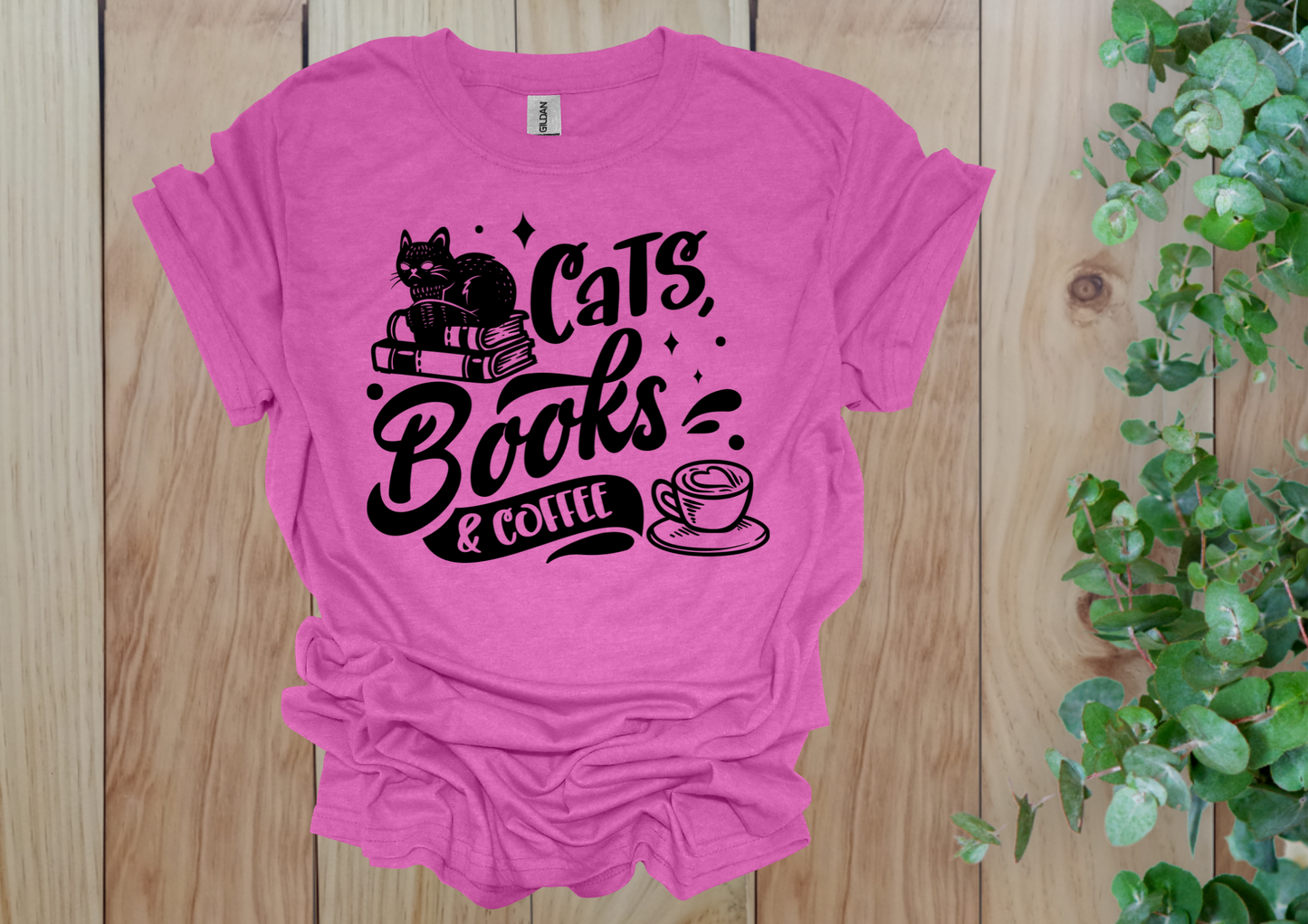 Cats, Books & Coffee Tee