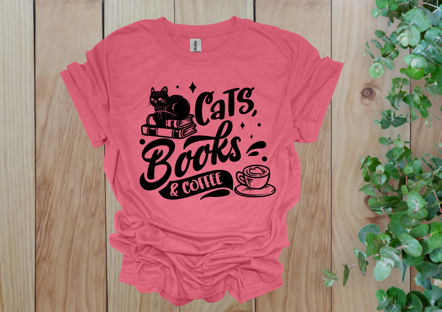 Cats, Books & Coffee Tee