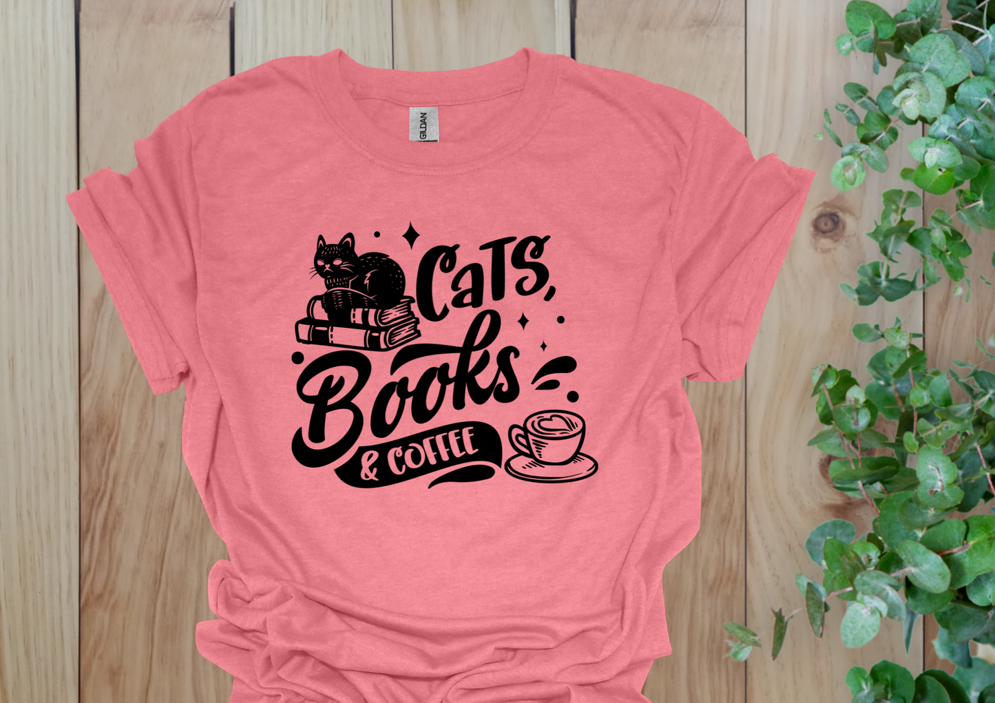 Cats, Books & Coffee Tee