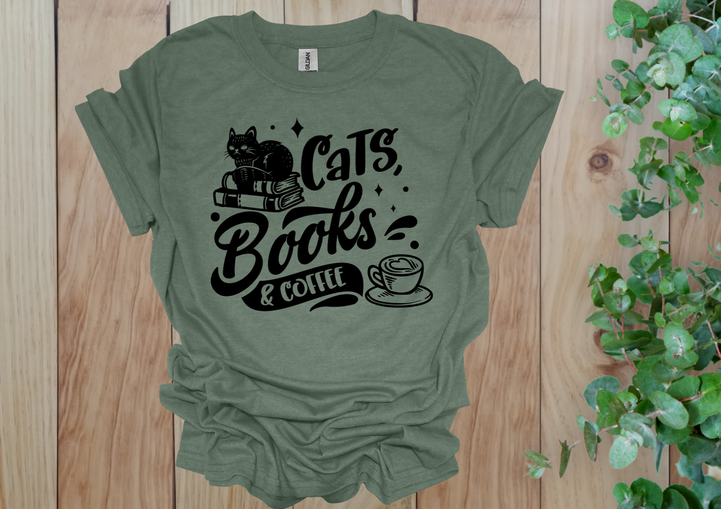 Cats, Books & Coffee Tee