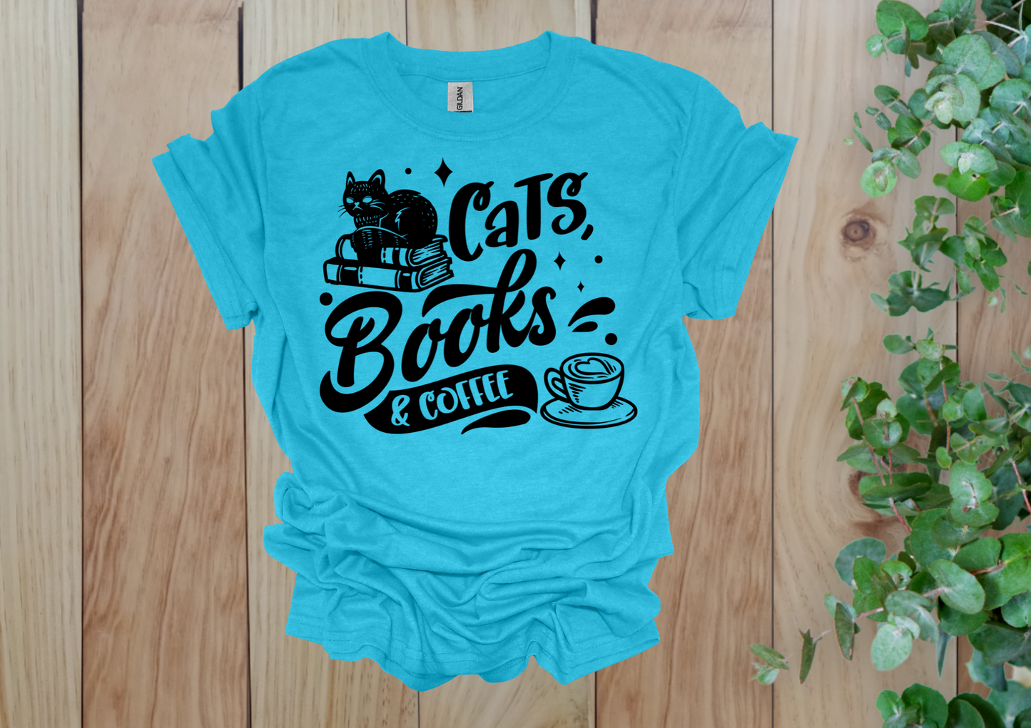 Cats, Books & Coffee Tee