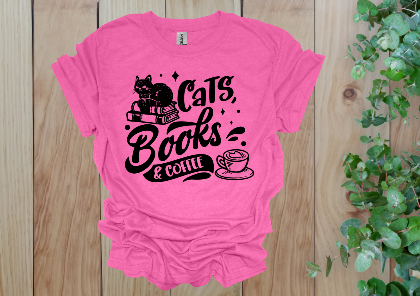 Cats, Books & Coffee Tee