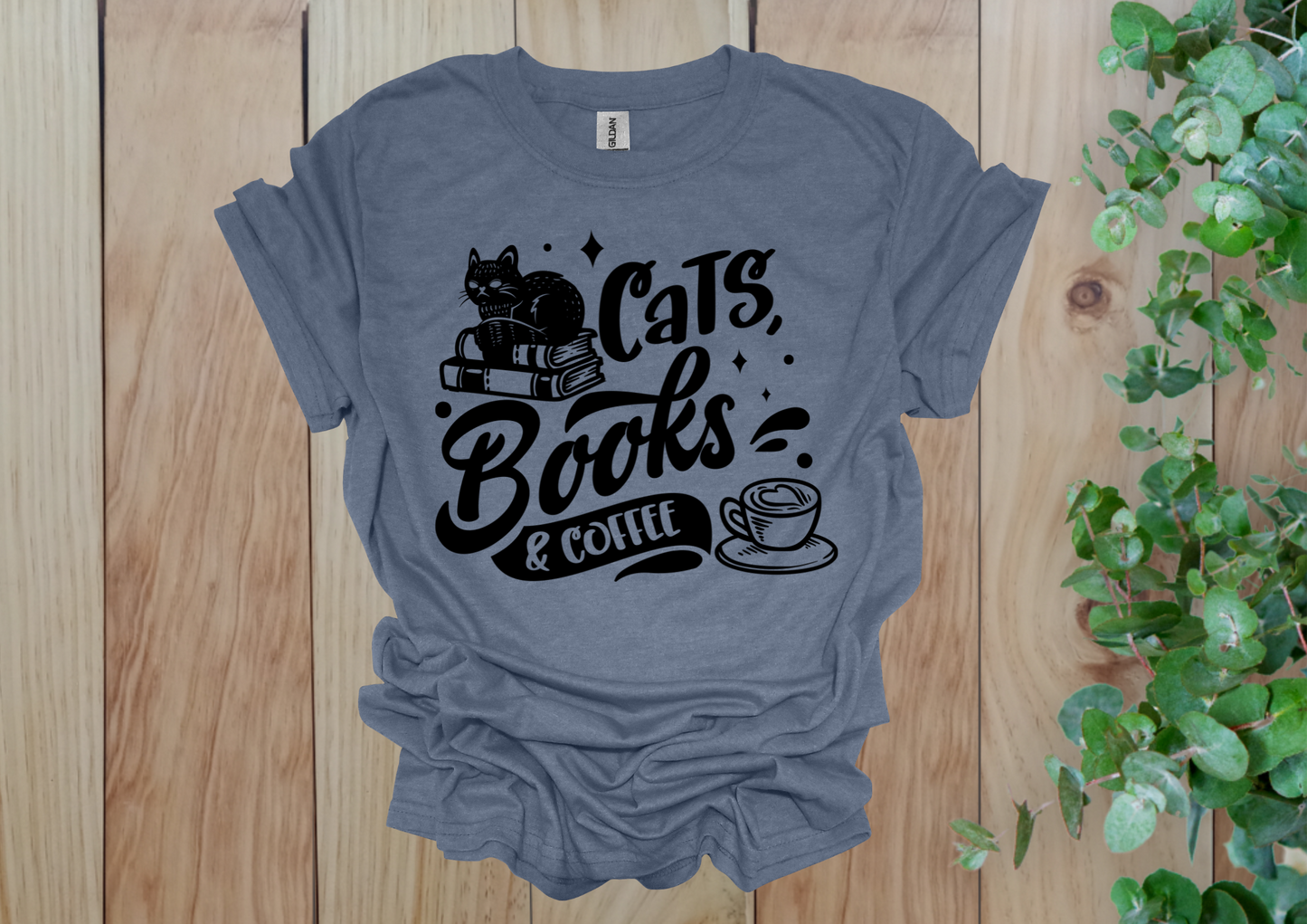 Cats, Books & Coffee Tee