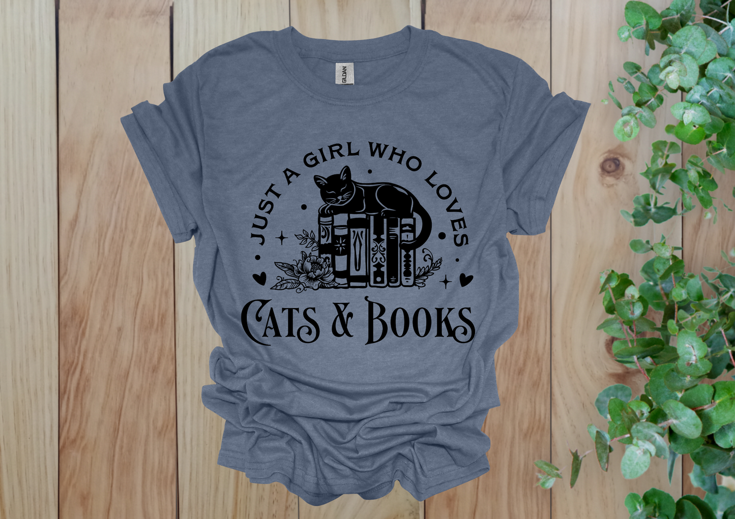 Just a Girl Who Loves Cats & Books Tee