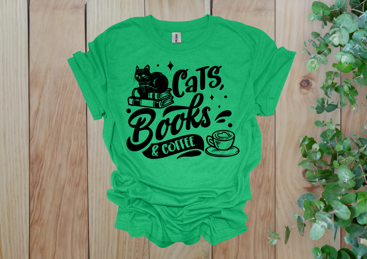 Cats, Books & Coffee Tee