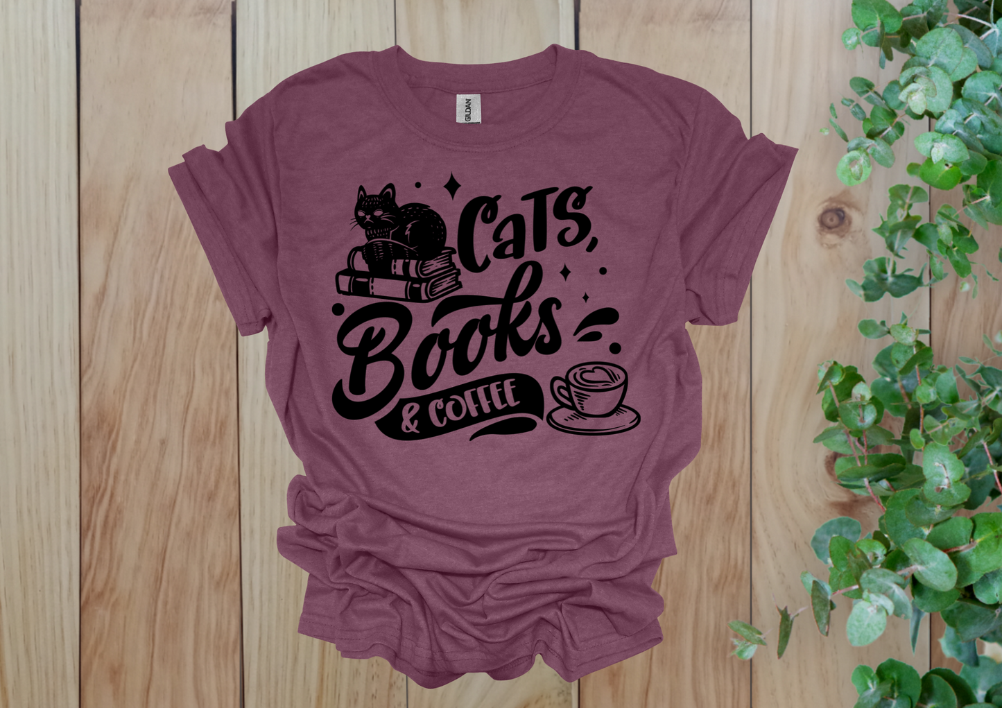 Cats, Books & Coffee Tee