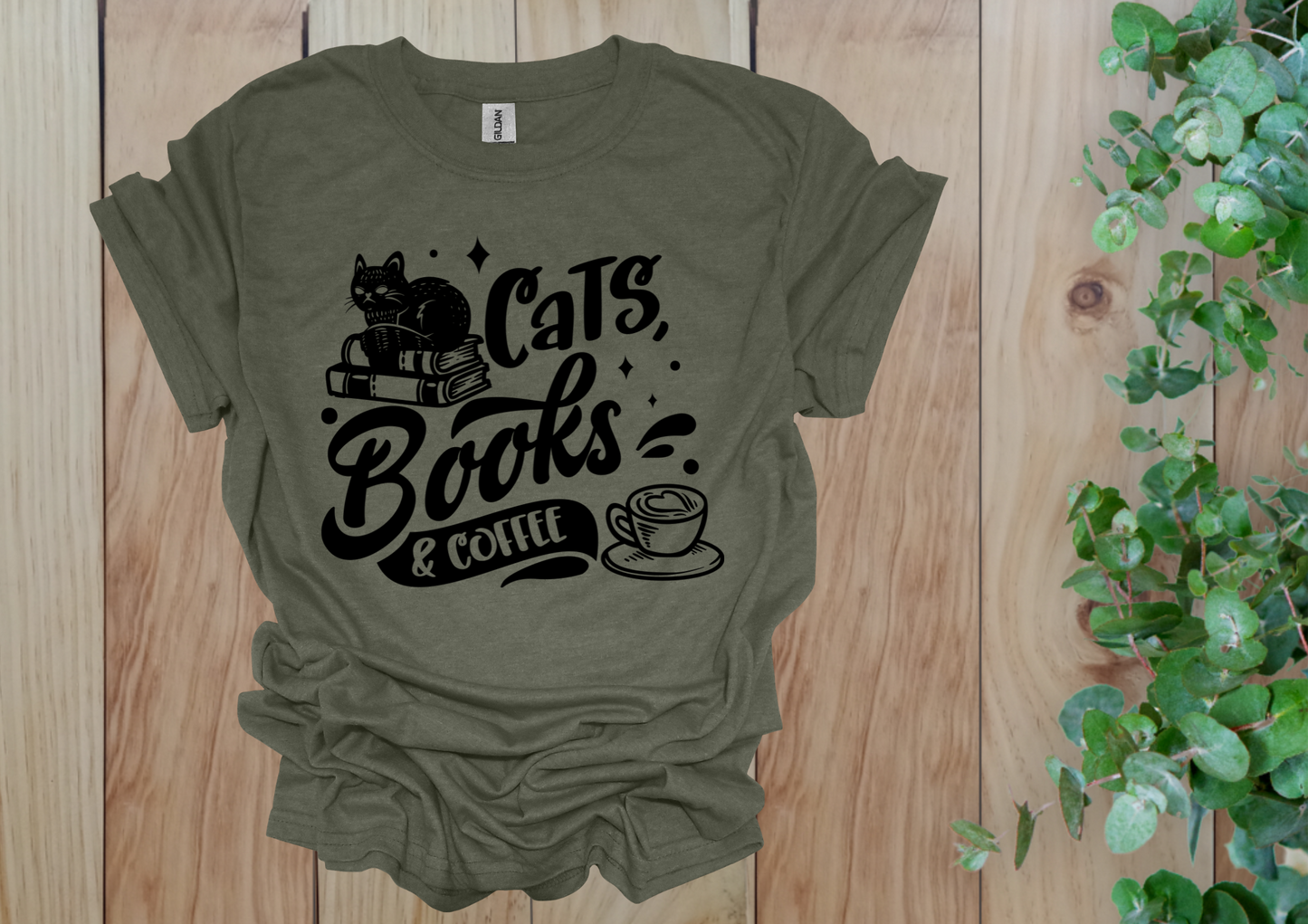 Cats, Books & Coffee Tee