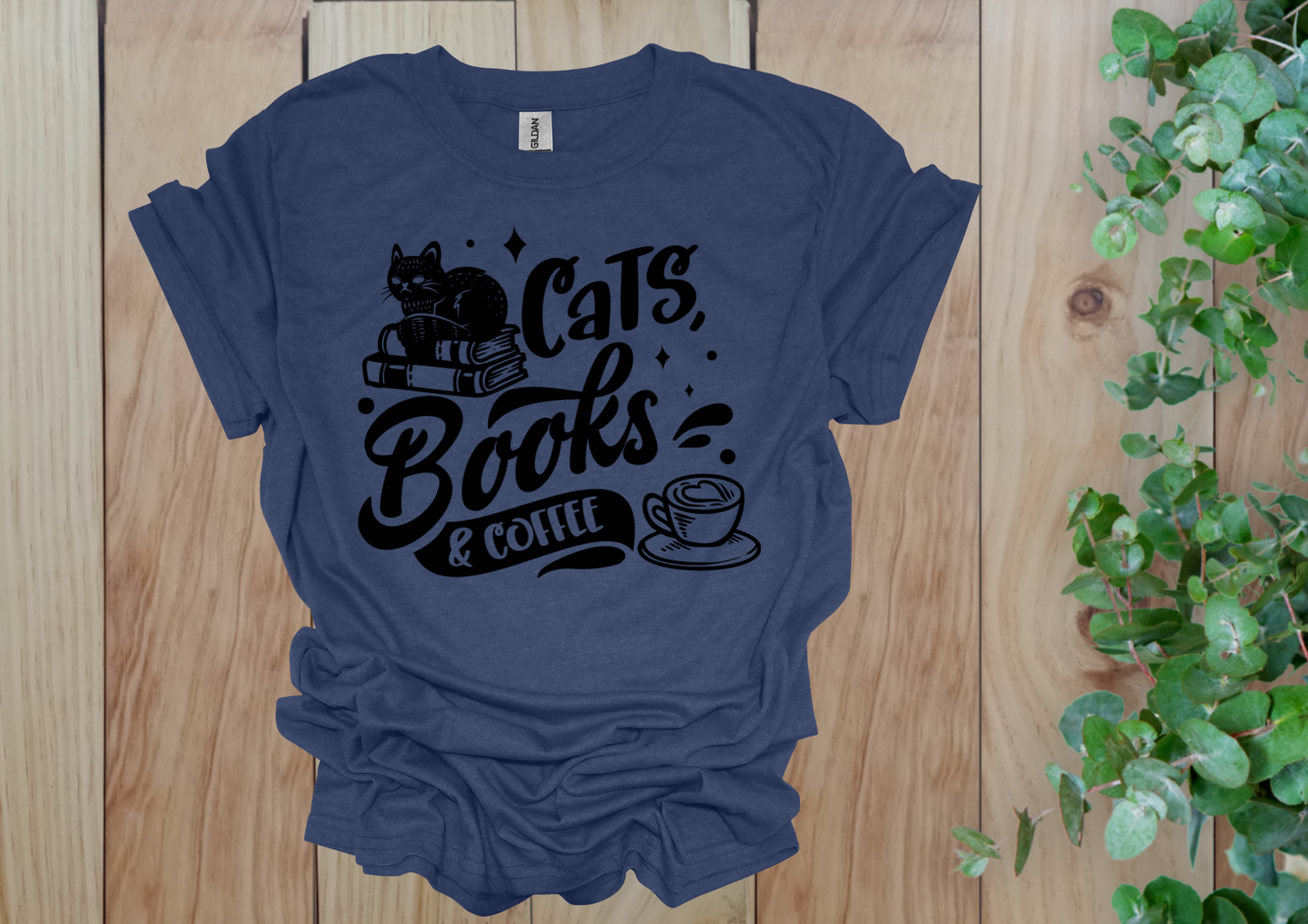 Cats, Books & Coffee Tee