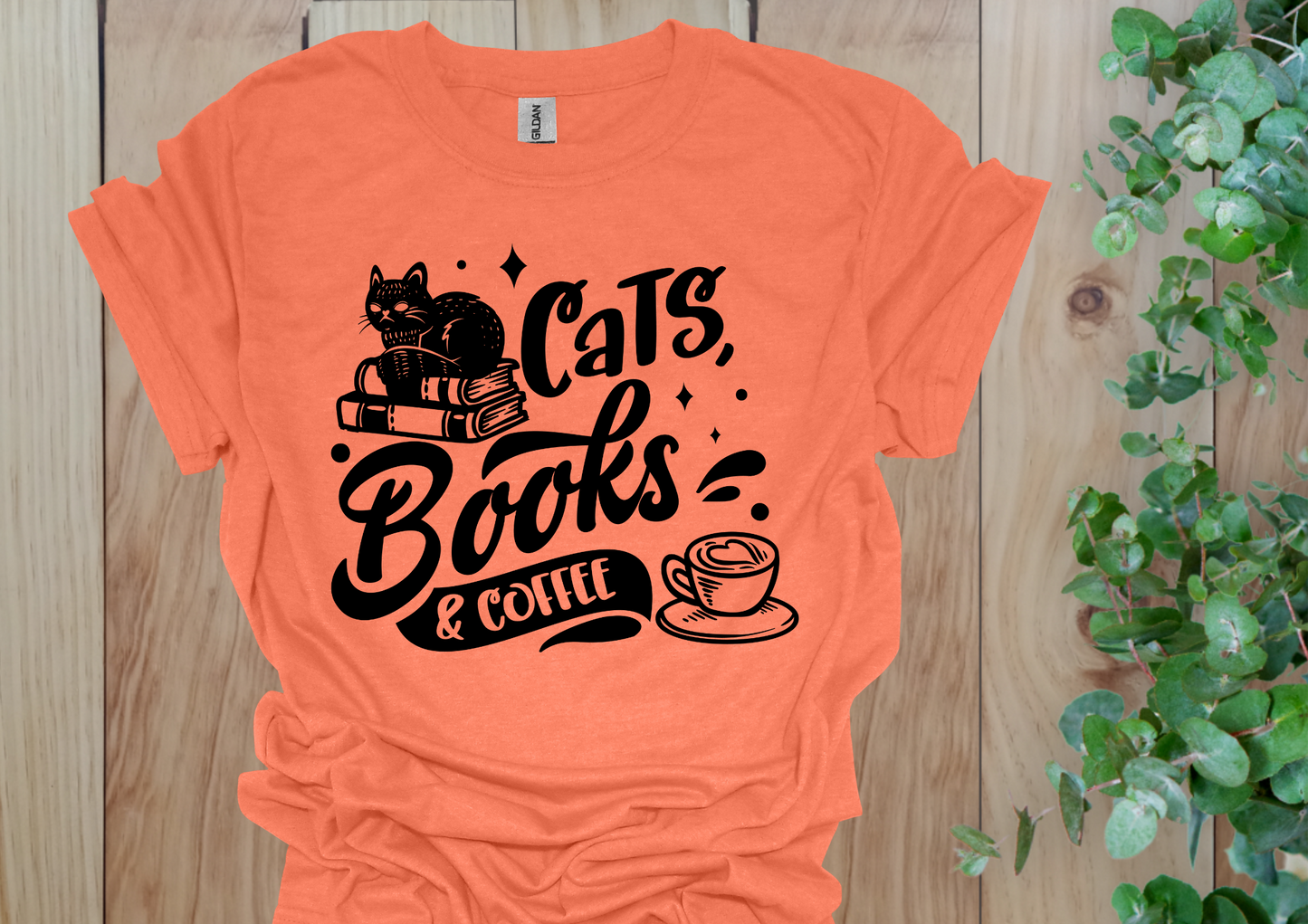 Cats, Books & Coffee Tee