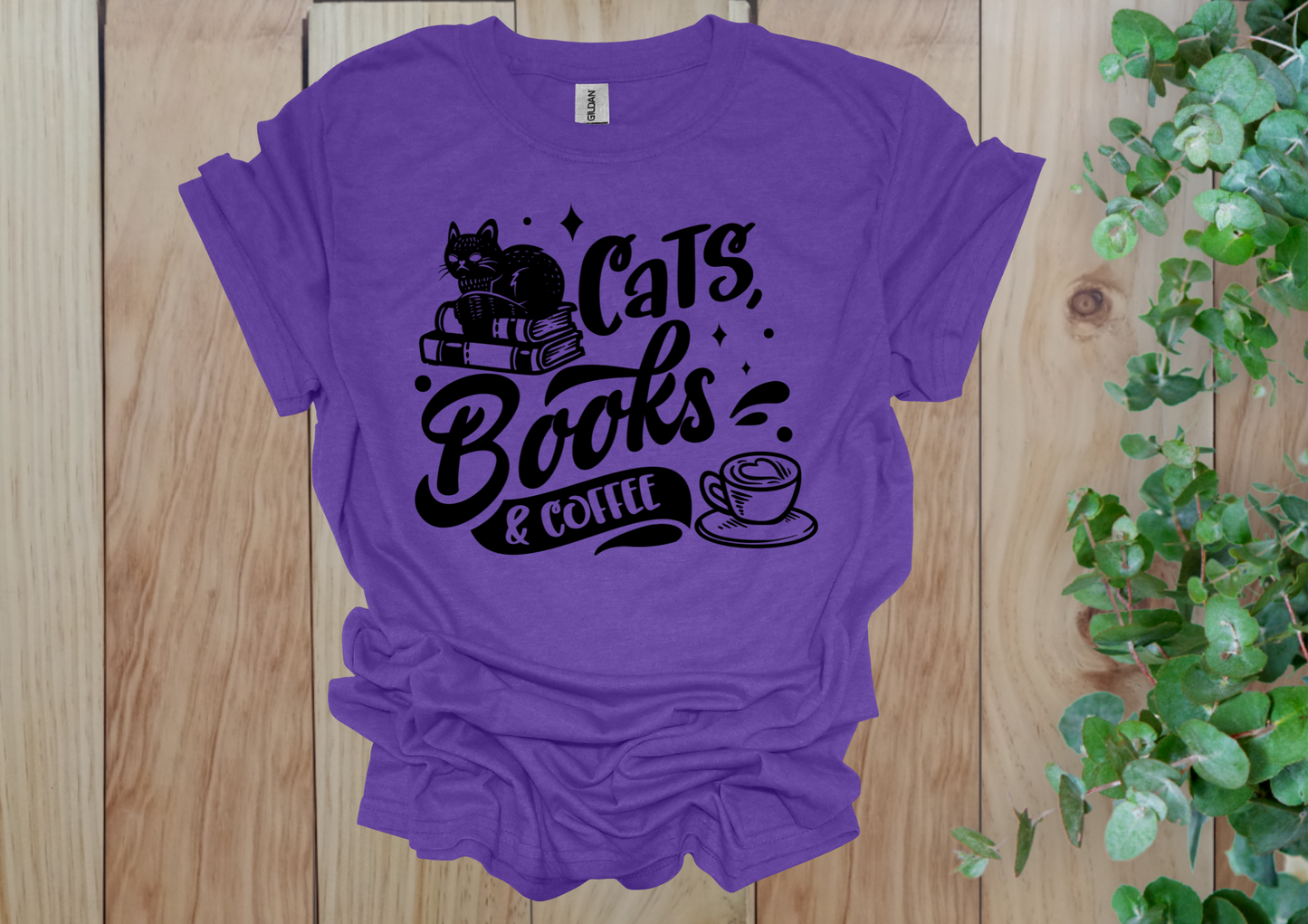 Cats, Books & Coffee Tee