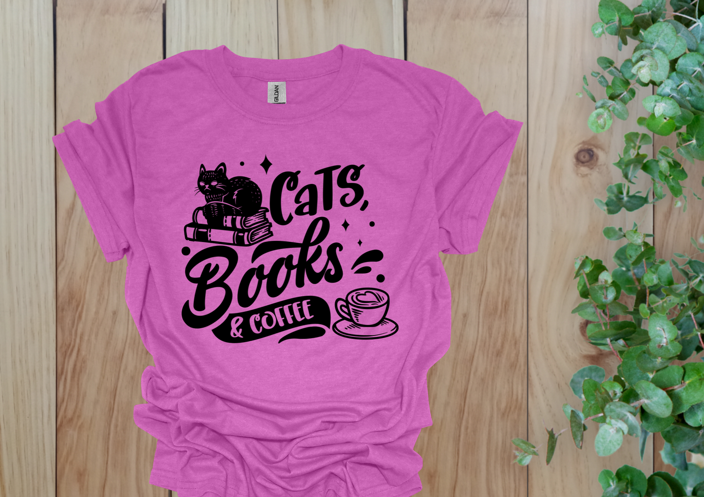 Cats, Books & Coffee Tee