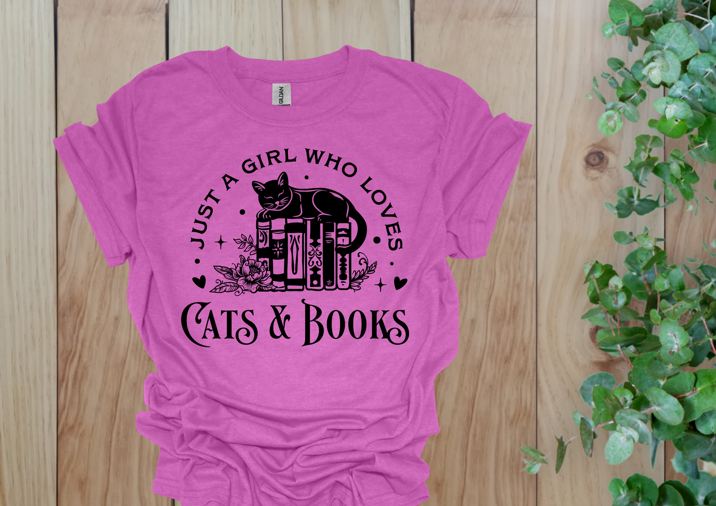 Just a Girl Who Loves Cats & Books Tee