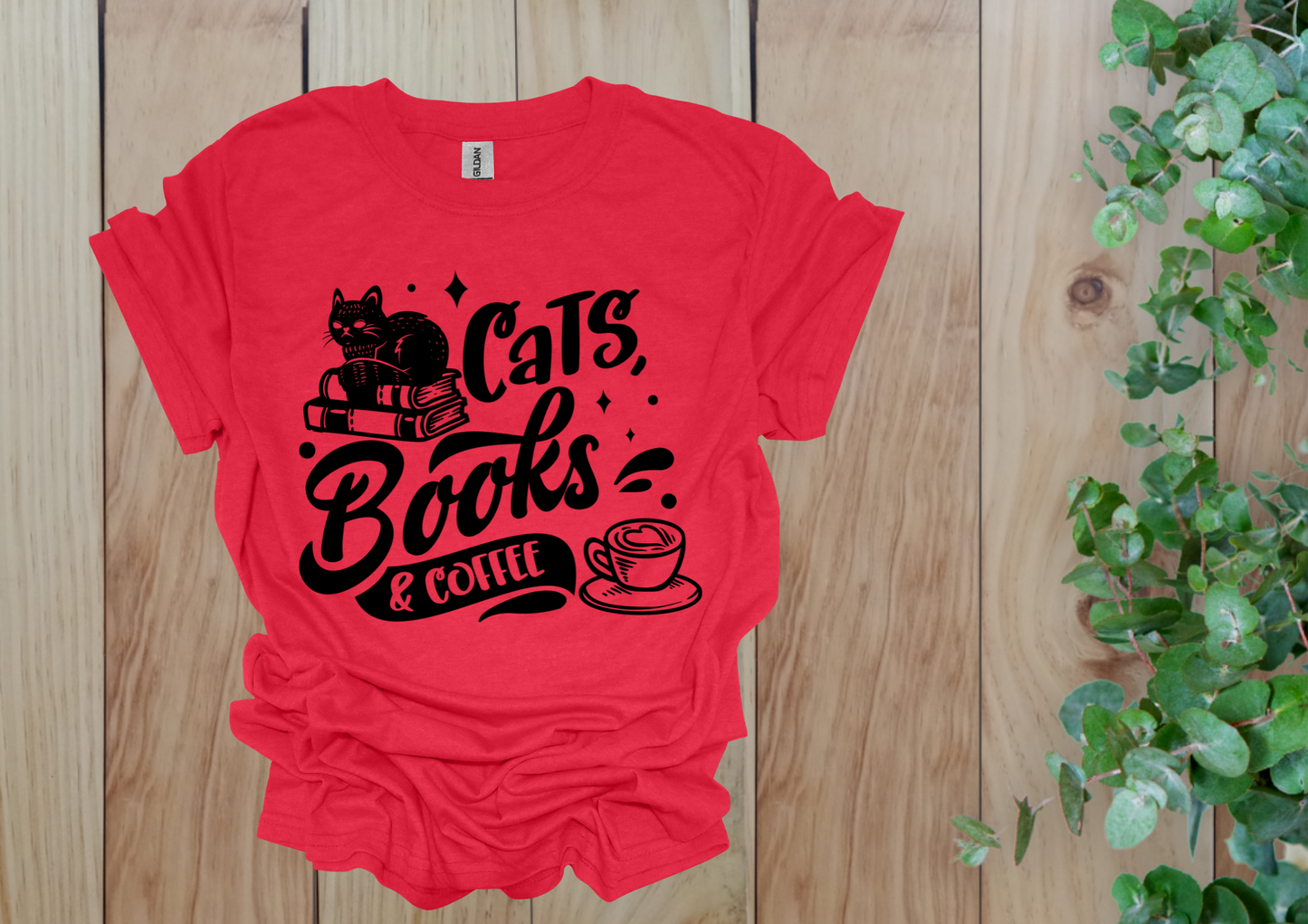 Cats, Books & Coffee Tee