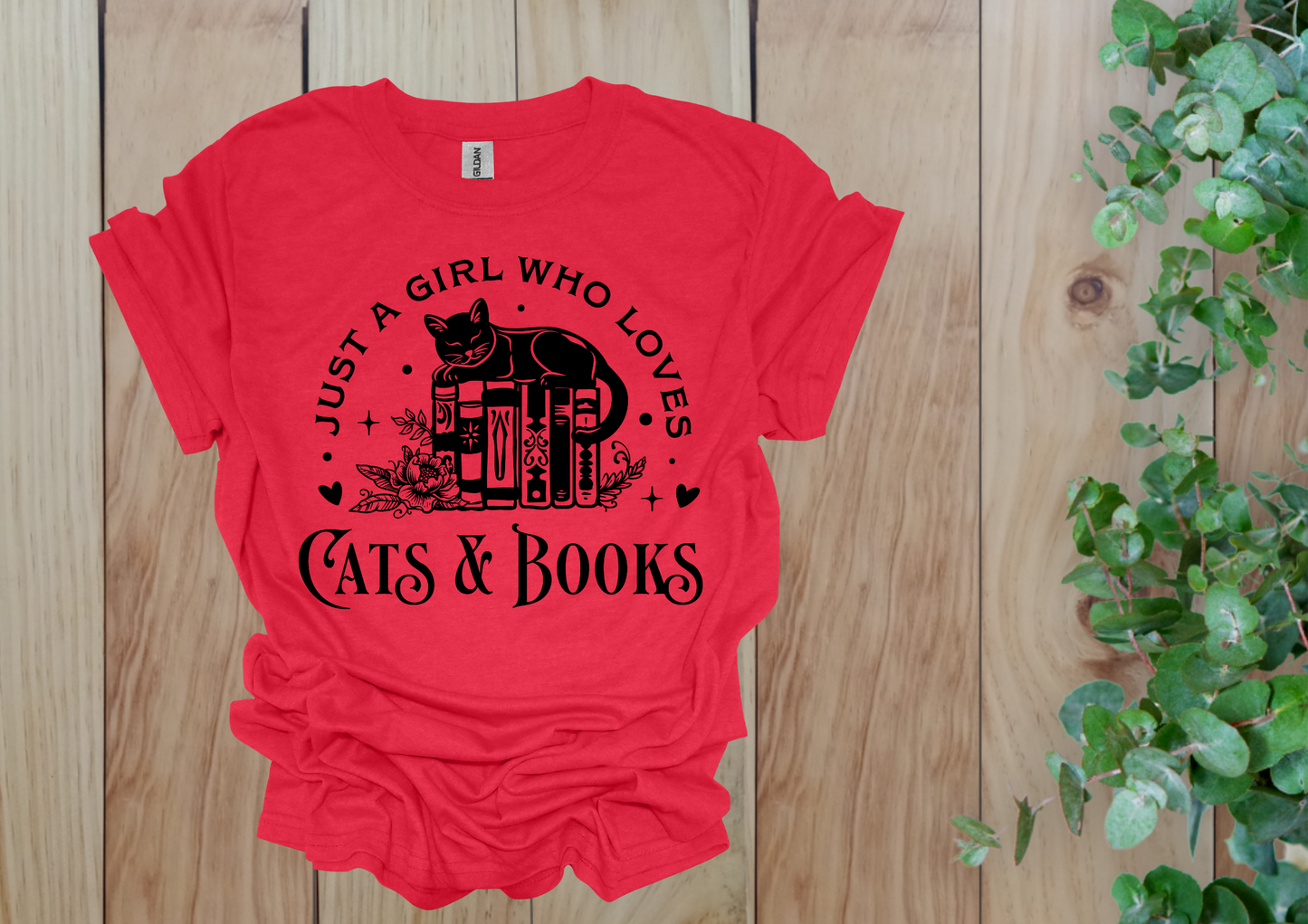 Just a Girl Who Loves Cats & Books Tee