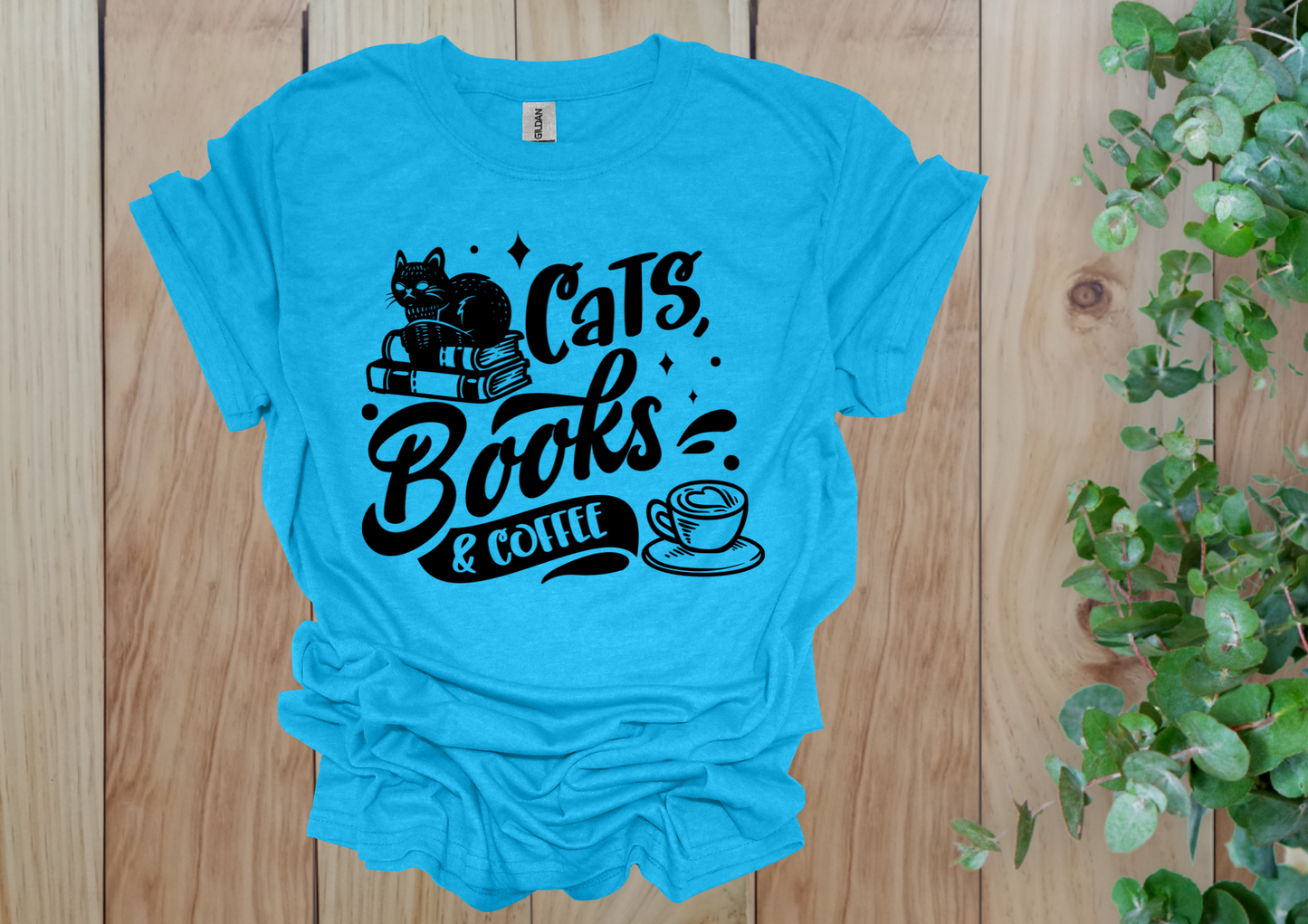 Cats, Books & Coffee Tee