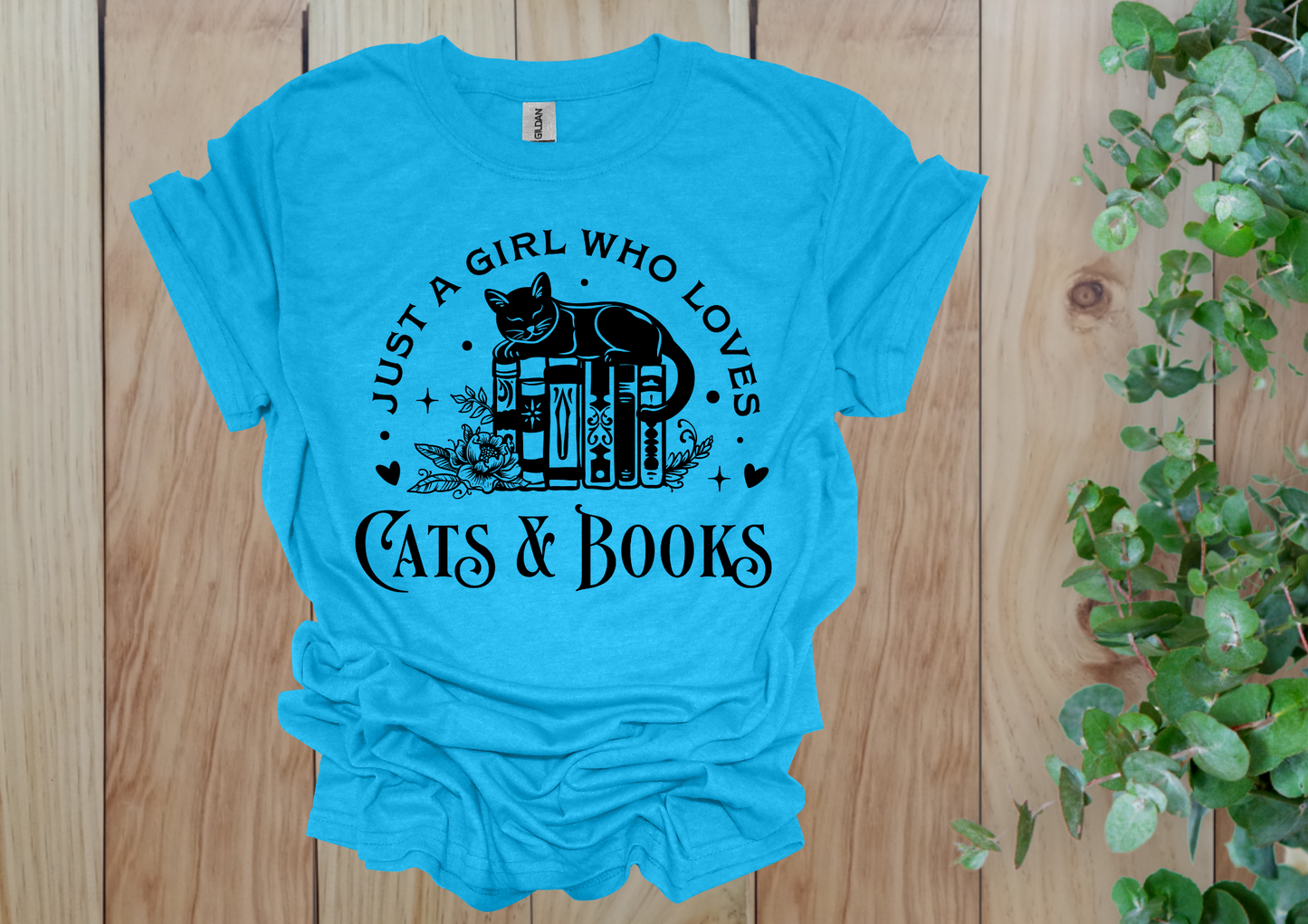 Just a Girl Who Loves Cats & Books Tee