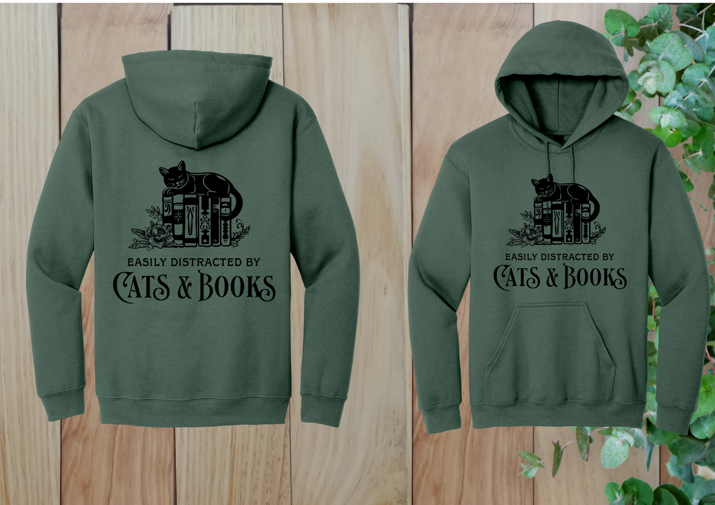 Easily Distracted by Cats & Books Hoodie