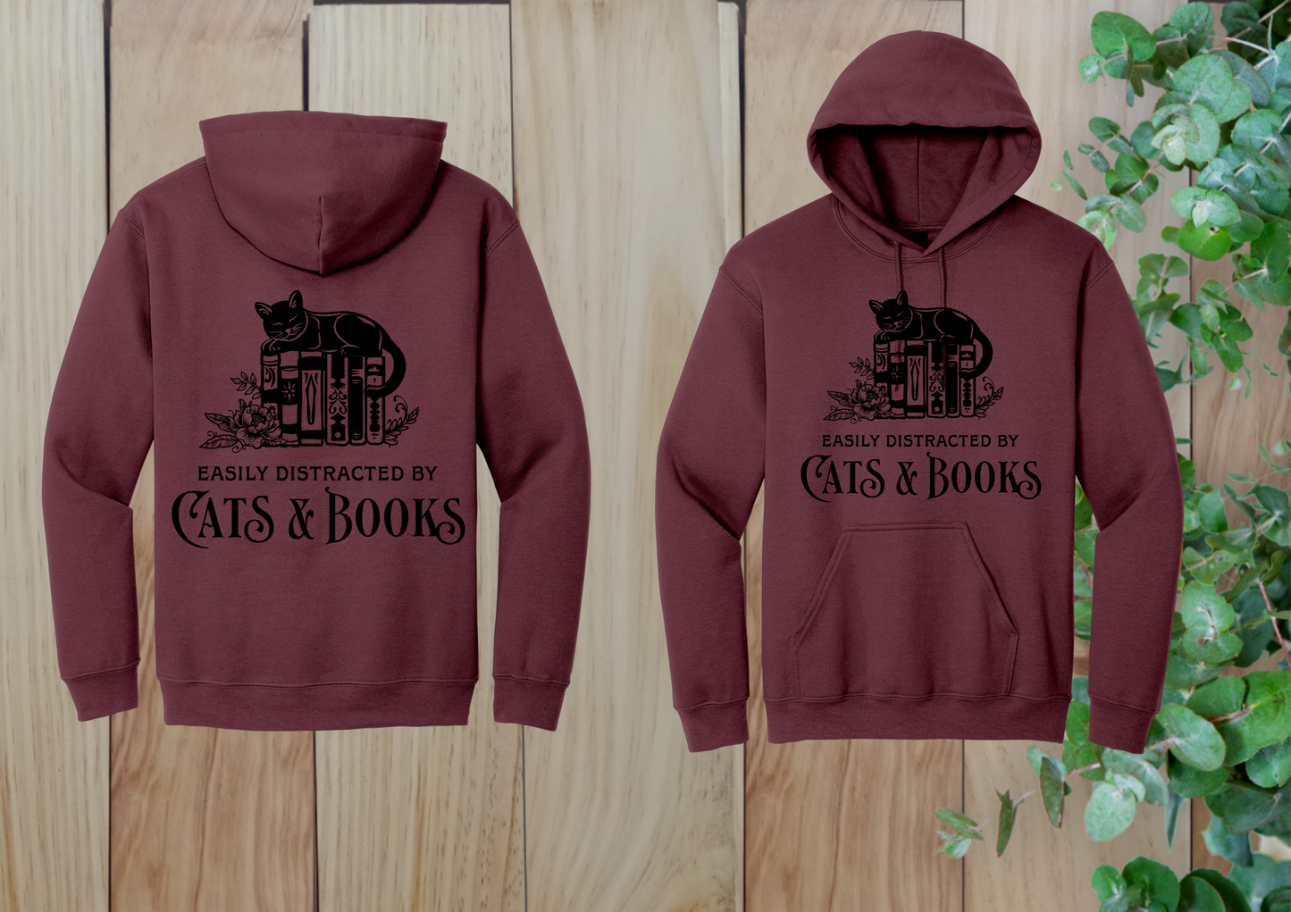 Easily Distracted by Cats & Books Hoodie