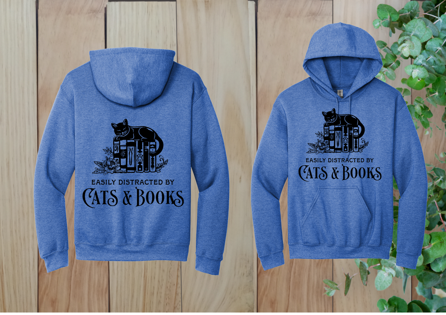 Easily Distracted by Cats & Books Hoodie