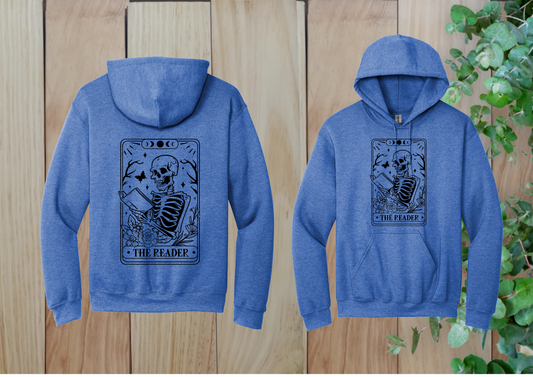 The Reader Tarot Skeleton Tee Hoodie