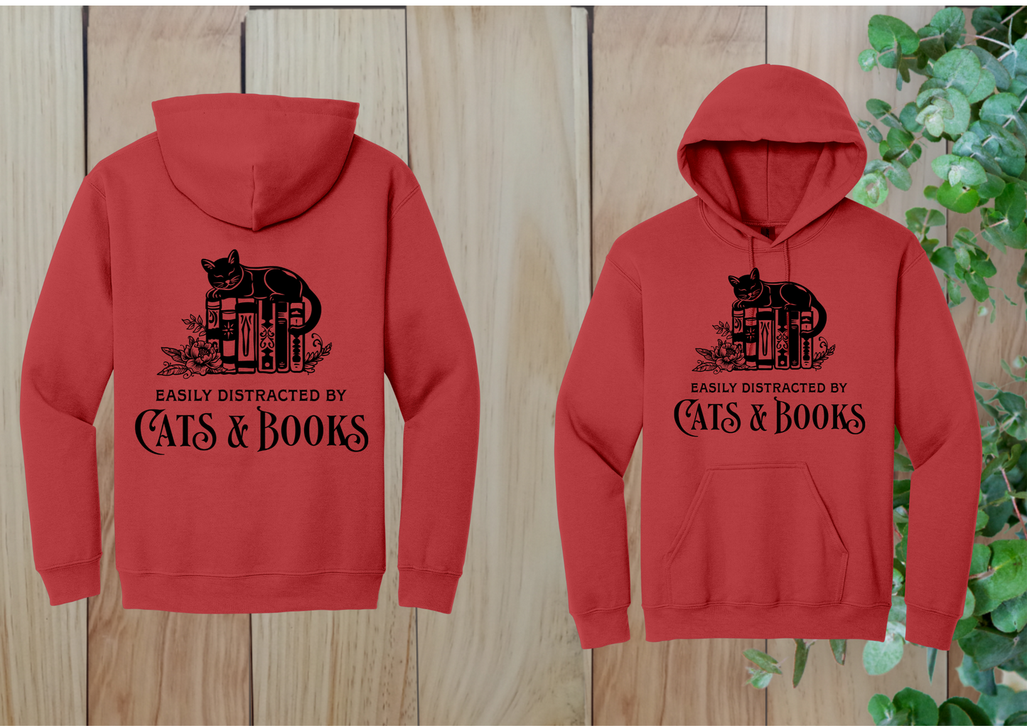 Easily Distracted by Cats & Books Hoodie