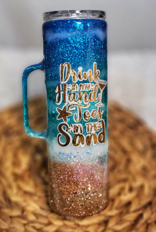 Beach Themed Tumbler - With Handle