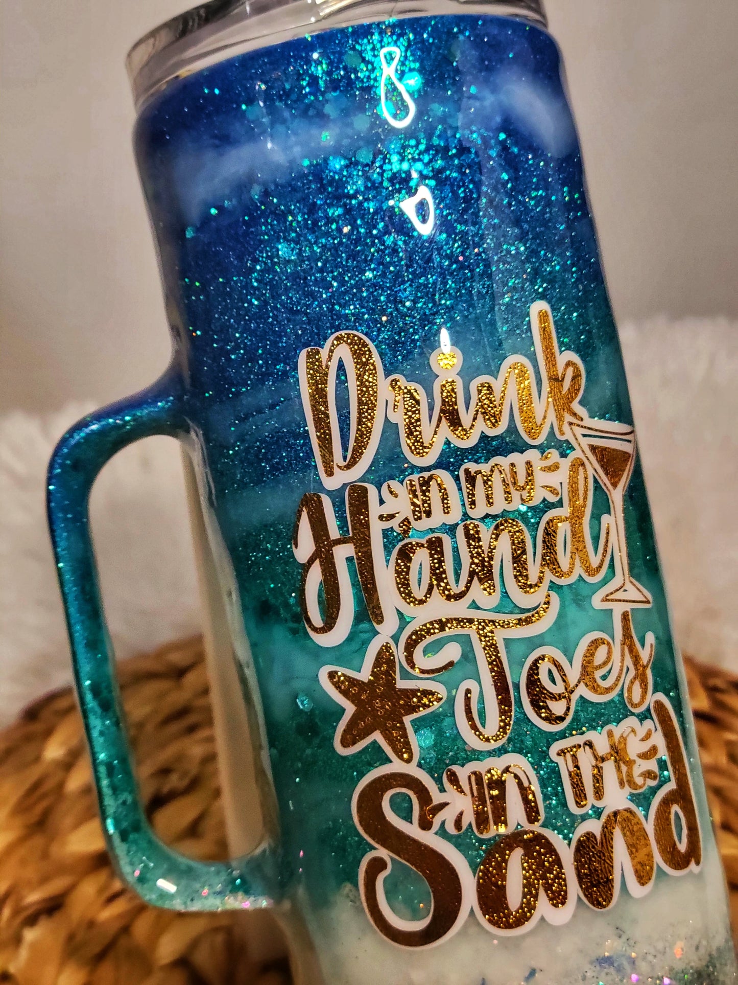 Beach Themed Tumbler - With Handle