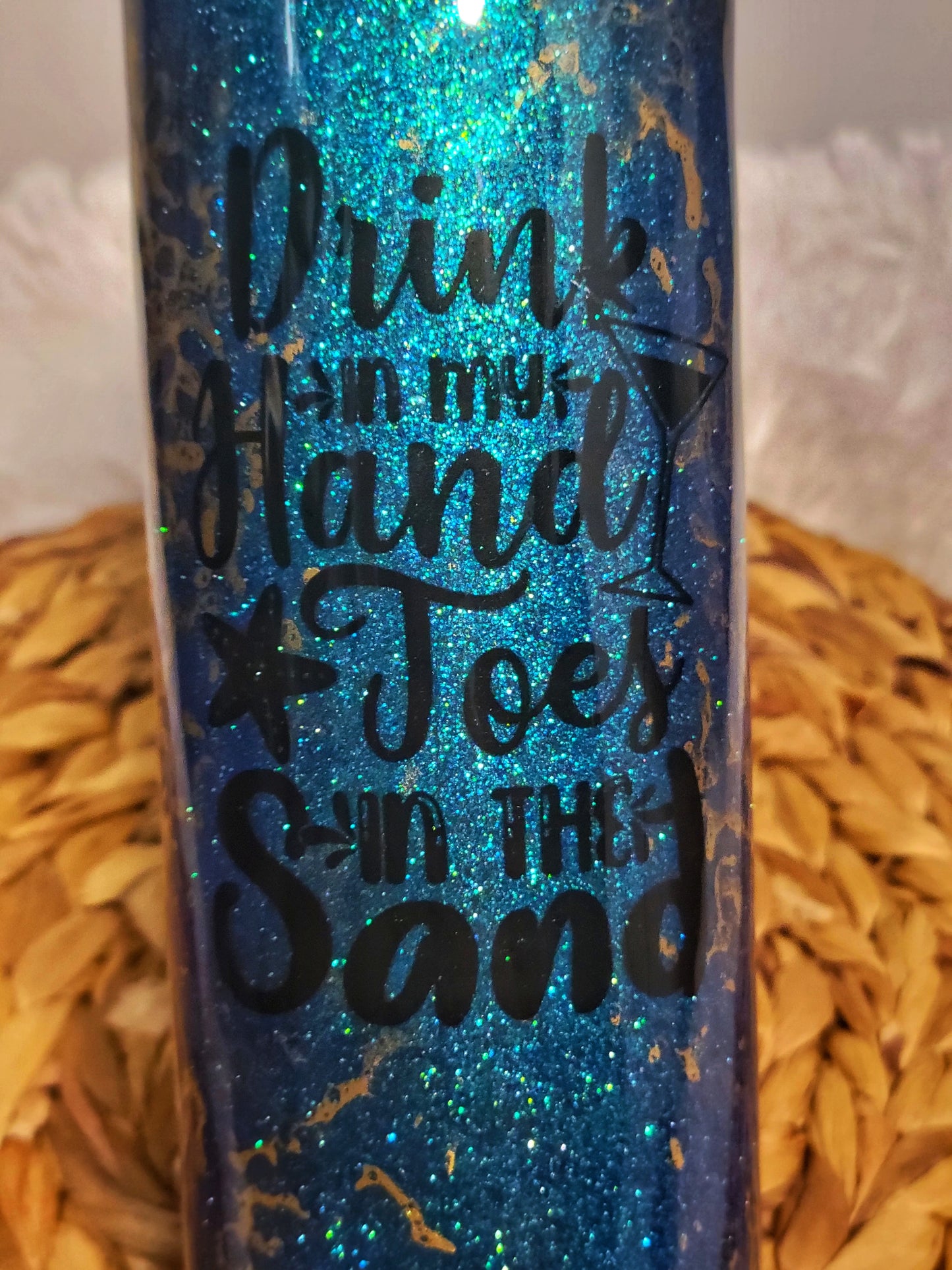 Drink in Hand Toes in the Sand - Blue and Gold